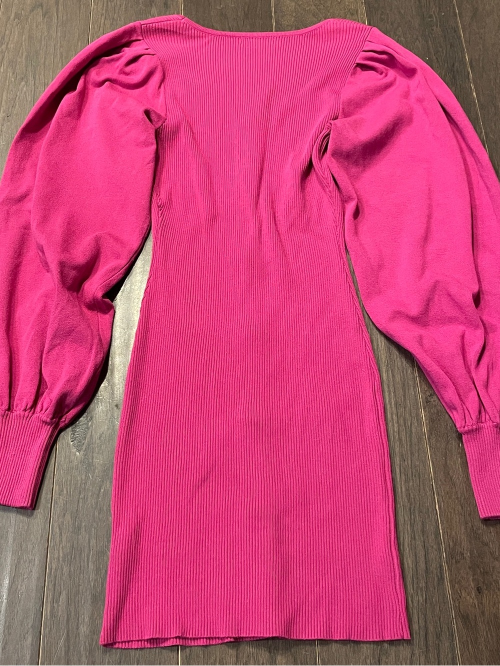 Flying Tomato Knit Holding It Down Sweater Mini Dress Hot Pink Puff Sleeve M - Picture 9 of 9